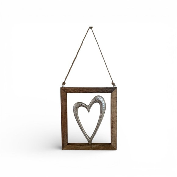Wooden Frame with Silver Heart Wall Decor - Picture 5 of 5